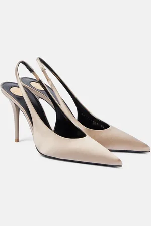 Saint Laurent Norma 90 satin crÃªpe slingback pumps