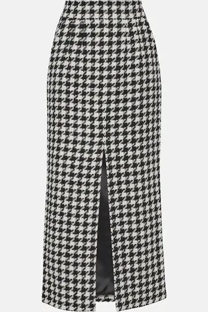 Dolce & Gabbana Houndstooth wool and cotton midi skirt