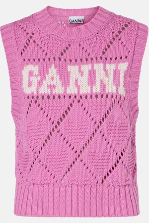 Ganni Logo intarsia cotton-blend sweater vest