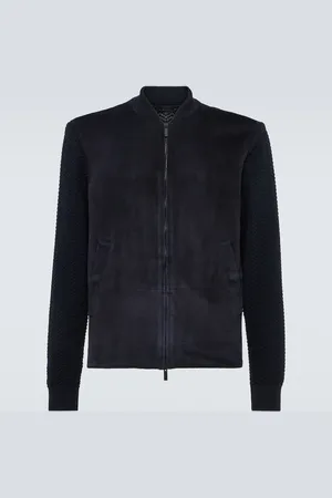 Giorgio Armani Suede, wool, and cashmere bomber jacket