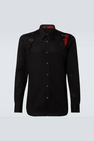 Alexander McQueen Tartan-trimmed cotton poplin shirt