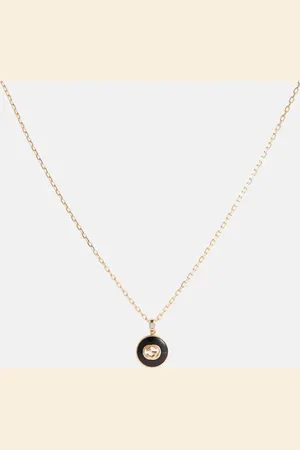 Gucci Interlocking G 18kt gold necklace with onyx and diamond