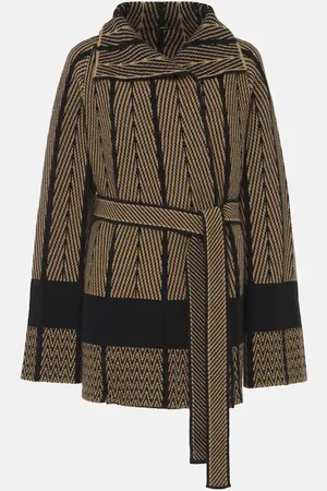 Joseph Chevron wool jacquard wrap cardigan