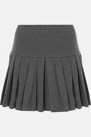Norma Kamali Pleated cotton-blend miniskirt
