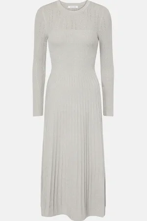 VERONICA BEARD Nami knitted lamÃ© midi dress