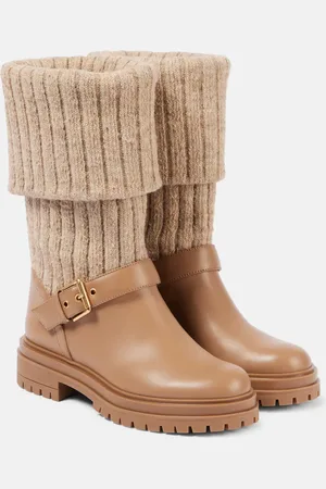 Gianvito Rossi Thurso leather-trimmed sock boots