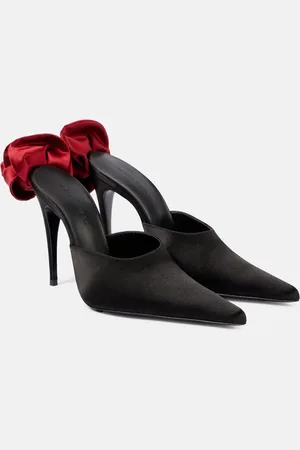 MAGDA BUTRYM Floral-appliquÃ© satin mules