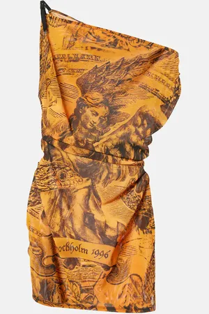 Acne Studios Printed one-shoulder mesh minidress