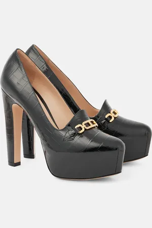 Tom Ford Croc-effect patent leather platform pumps