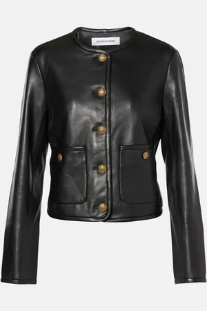 VERONICA BEARD Andrea cropped leather jacket