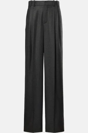 Saint Laurent Pleated cashmere wide-leg pants