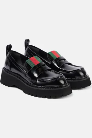 Gucci Web Stripe leather loafers