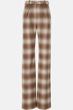 Loro Piana Edward checked flannel wide-leg pants