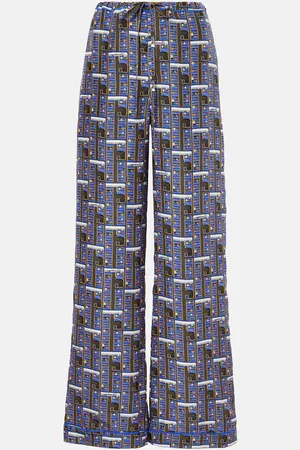 Burberry Checked silk straight pants