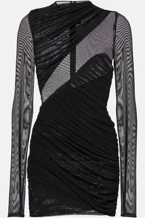 DAVID KOMA Ruched mesh minidress
