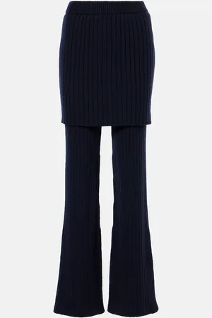 Loewe Ribbed-knit wool flared pants