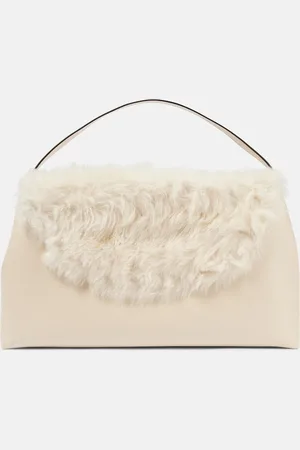 Totême T-Lock Large shearling-trimmed shoulder bag
