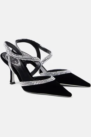 RENE CAOVILLA Crystal-embellished velvet pumps