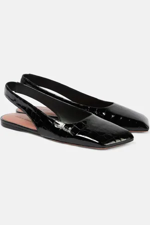 Amina Muaddi Ane patent leather slingback flats