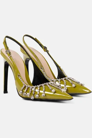 Gucci Embellished patent leather slingback pumps