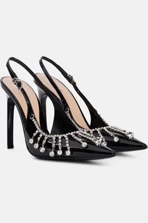 Gucci Embellished patent leather slingback pumps