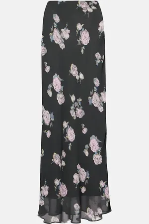 Ganni Floral crÃªpe maxi skirt