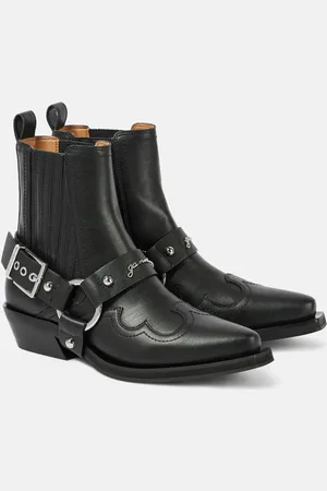 Ganni Embroidered faux leather cowboy boots