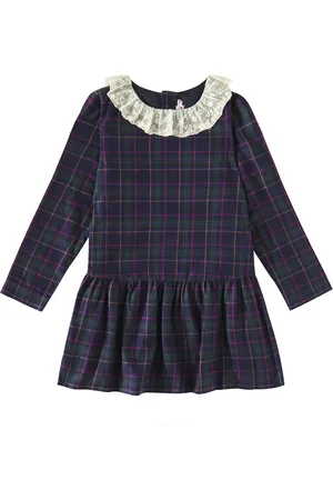 BONPOINT Mariela lace-trimmed plaid cotton dress