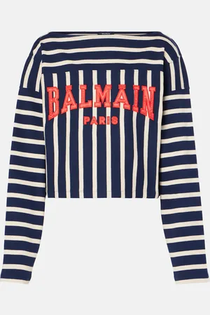 Balmain Logo striped cotton top