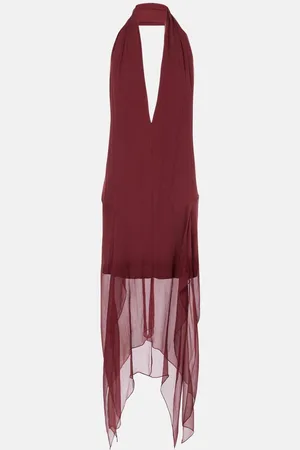 Salvatore Ferragamo Asymmetric silk georgette minidress