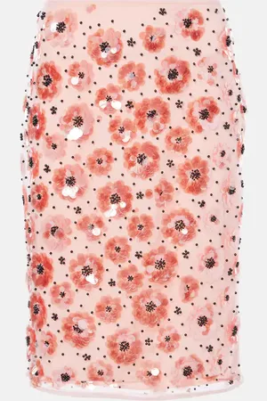 ROTATE Floral sequined midi skirt