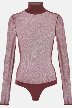Khaite Tallin turtleneck sheer mesh bodysuit