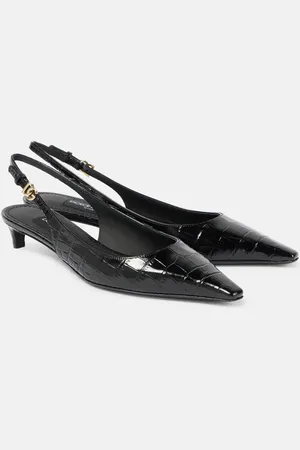 Dolce & Gabbana Croc-effect patent leather slingback pumps