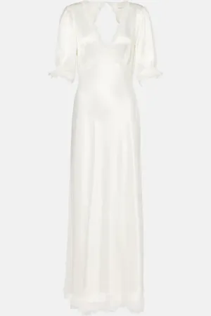 RIXO London Annabella lace-trimmed satin maxi dress