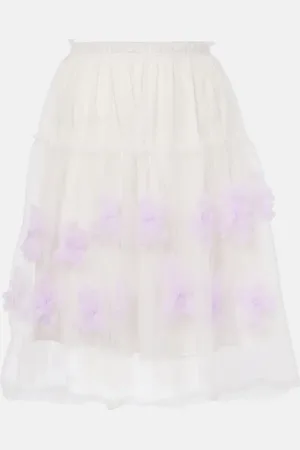 SUSAN FANG Floral-appliquÃ© mesh midi skirt