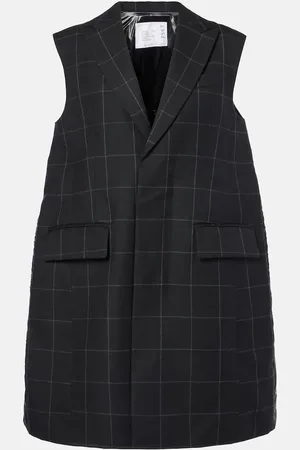 SACAI Checked down-paneled wool vest