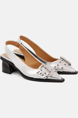 Ganni Faux leather slingback pumps