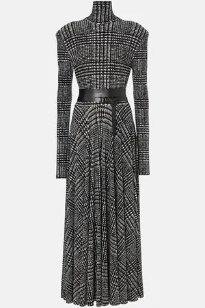 Norma Kamali Belted checked midi dress