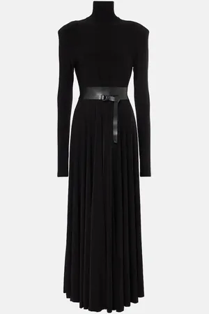 Norma Kamali Belted turtleneck midi dress