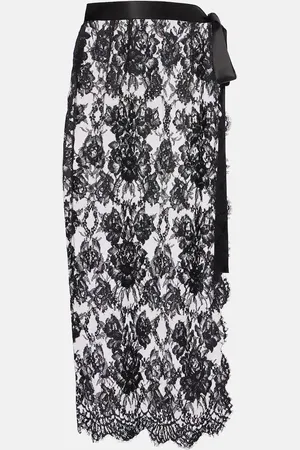 Dolce & Gabbana Cotton and silk-blend lace midi skirt