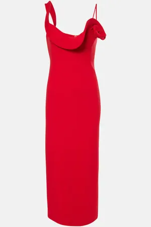 MAGDA BUTRYM Floral-appliquÃ© wool-blend midi dress