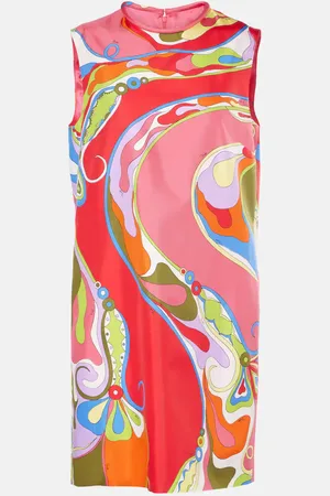 Puccini Orchidee silk twill minidress