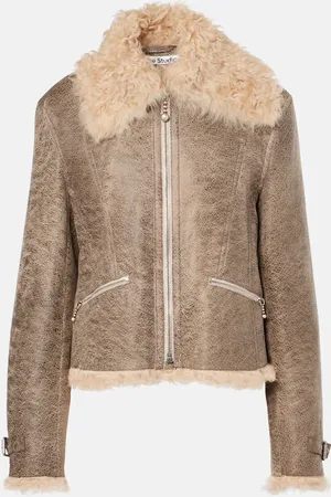 Acne Studios Shearling-trimmed leather jacket