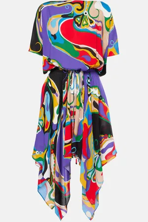 Puccini Orchidee asymmetric minidress