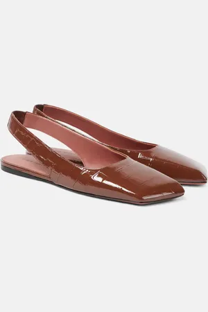 Amina Muaddi Ane patent leather slingback flats