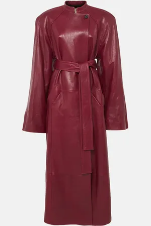 Khaite Rothen leather wrap coat
