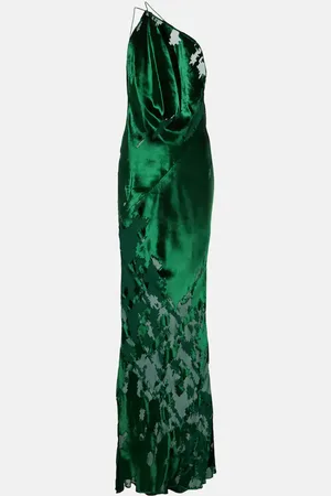 The Sei One-shoulder satin and velvet gown