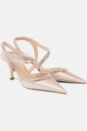 RENE CAOVILLA Lisa 80 embellished satin slingback pumps