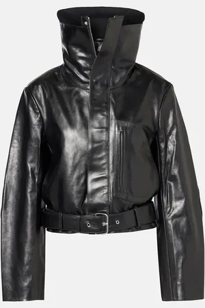 Victoria Beckham Cropped belted leather biker jacket