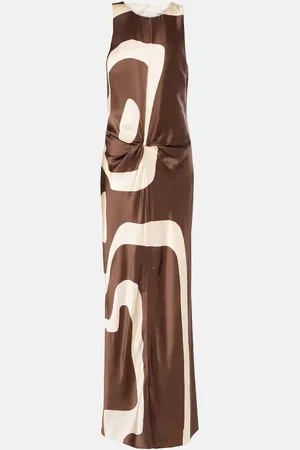 SIR Printed silk maxi dress
